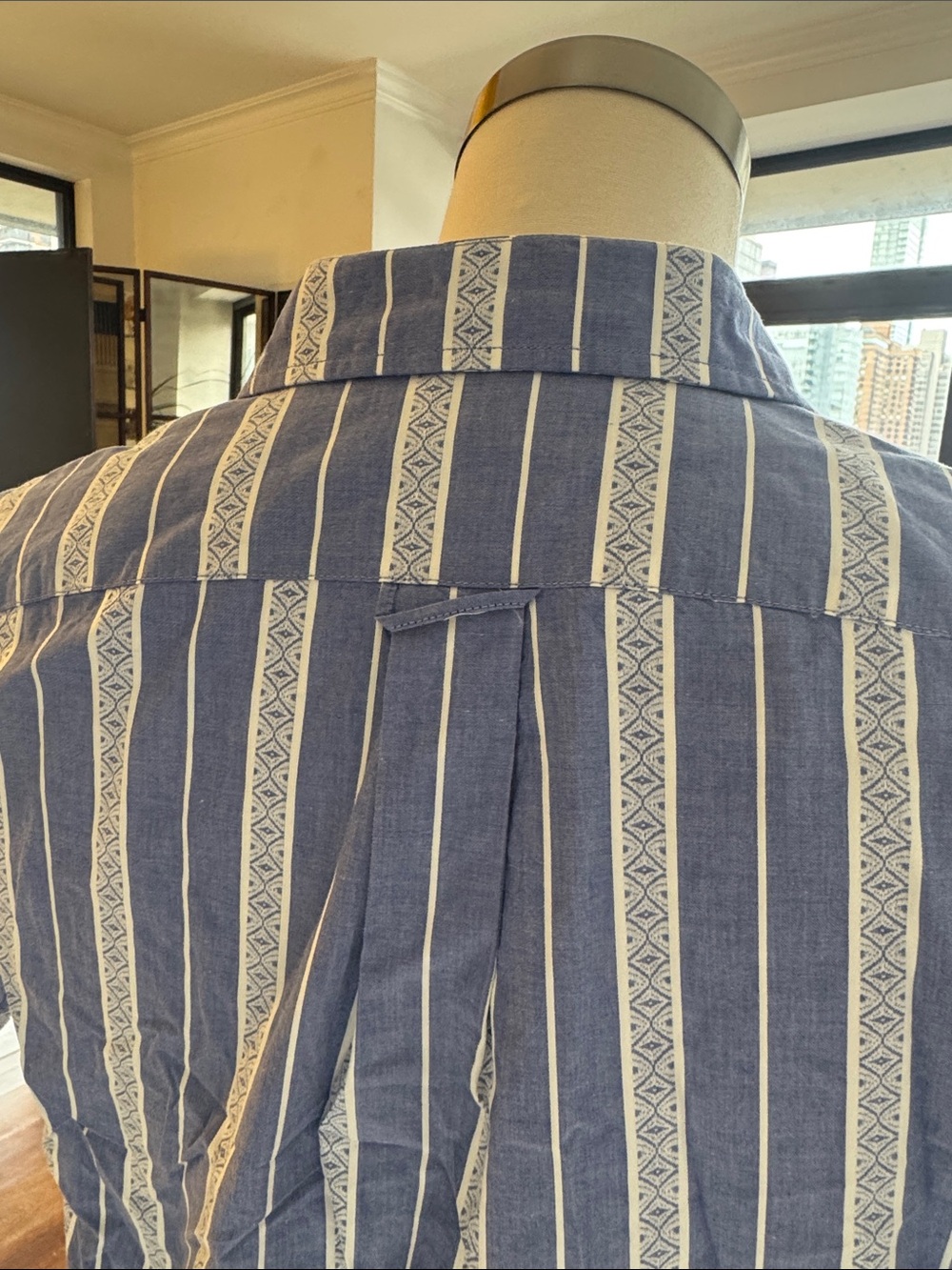 Todd Snyder Blue Jacquard Stripe Leisure Shirt - Picture 4 of 7